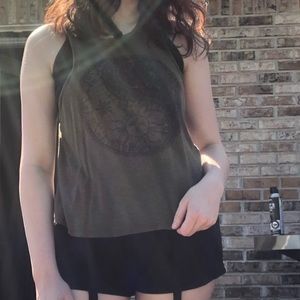 Green halter tank top